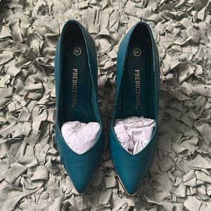 Teal Leather High Heels